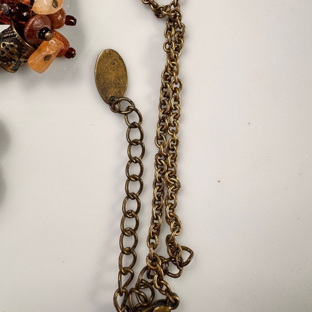 Rare Bohemian Orange and Brown Tigers Eye Pendant Necklace - Picture 7 of 13